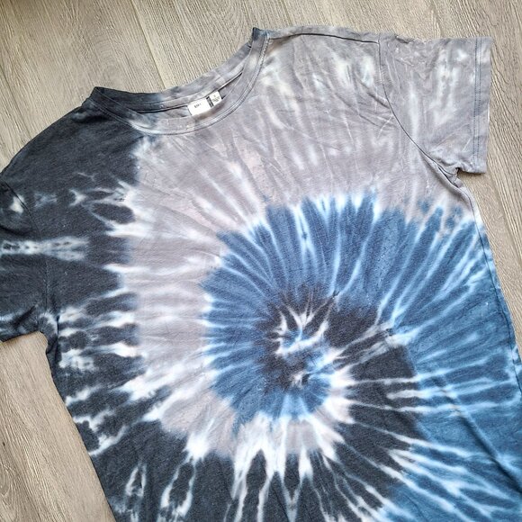 Blue & Gray Tie Dye t-shirt - soft & light jersey cotton fabric - size XL - Picture 3 of 8